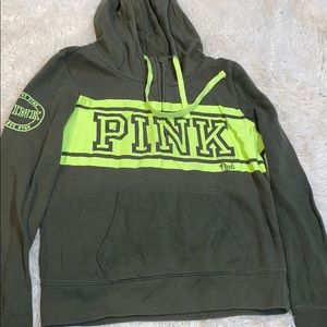 Green colored pink sweater with zipper